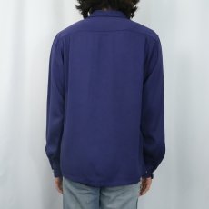 画像3: 50's JIM CLINTON レーヨンギャバジンオープンカラーシャツ NAVY M (3)