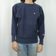 画像2: 90's Champion REVERSE WEAVE USA製 目付きスウェット NAVY M (2)