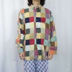 画像2: 90's ORVIS パッチワーク コットンボタンダウンシャツ (2)