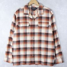 画像1: PENDLETON オンブレーチェック柄 コットンオープンカラーシャツ M (1)