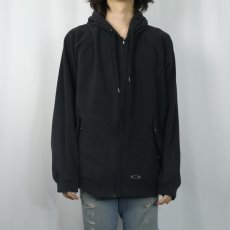 画像2: OAKLEY ロゴ刺繍 フリースジップパーカー L BLACK (2)