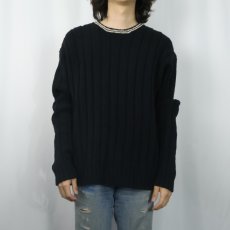 画像2: 90's POLO SPORT Ralph Lauren リブ編み ウールニットセーター XXL BLACK (2)
