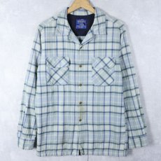 画像1: PENDLETON チェック柄 ウールオープンカラーシャツ M (1)