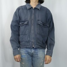 画像2: 90's GAP エルボーパッチ付き コットンジップジャケット S (2)