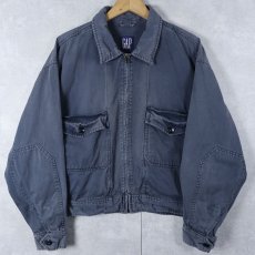 画像1: 90's GAP エルボーパッチ付き コットンジップジャケット S (1)