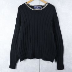 画像1: 90's POLO SPORT Ralph Lauren リブ編み ウールニットセーター XXL BLACK (1)
