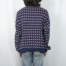 画像3: 80〜90's Eddie Bauer USA製 総柄コットンニットセーター M (3)