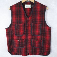 画像1: 80's L.L.Bean USA製 オンブレーチェック柄 ウールハンティングベスト M (1)