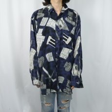 画像2: 80〜90's UTOPIA 総柄 シルクシャツ XL (2)