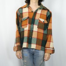 画像2: 70's Woolrich USA製 チェック柄 ウールシャツ XL (2)