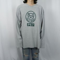 画像2: 90's POLO SPORT Ralph Lauren "P-67" Vネック プリントフットボールTシャツ L (2)