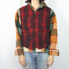 画像2: 80's L.L.Bean USA製 オンブレーチェック柄 ウールハンティングベスト M (2)