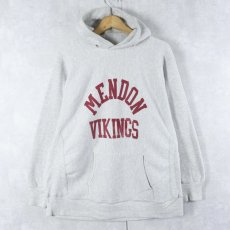 画像1: 90's CAMBER USA製 REVERSE WEAVE TYPE "MENDON VIKINGS" プリントスウェットフーディー L (1)