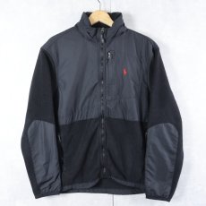 画像1: POLO Ralph Lauren 切り替えデザイン フリースジップジャケット BLACK M (1)
