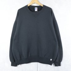 画像1: 90's RUSSELL ATHLETIC USA製 前V 無地スウェット BLACK XXL (1)