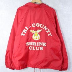 画像1: 80〜90's AUBURN SPORTSWEAR USA製 "TRI-COUNTY SHRINE CLUB" フロッキープリント ナイロンコーチジャケット XL (1)