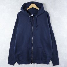 画像1: 90's HONORS USA製 無地スウェットジップパーカー NAVY XLT (1)