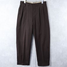 画像1: 50〜60's ストライプ柄 ウール混 2タックスラックス BROWN W32 (1)