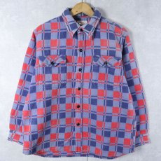 画像1: 80s 猫目ボタン チェック柄ヘビーネルシャツ SIZE16 1/2 (1)