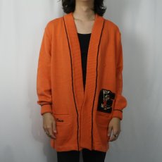 画像2: 60〜70's Sportswear ワッペン付き レタードニットカーディガン (2)