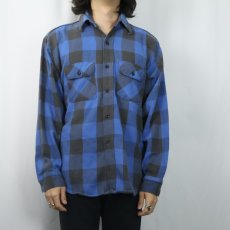 画像2: 80's FIVE BROTHER USA製 バッファローチェック柄 ヘビーネルシャツ L (2)