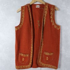 画像1: 〜70's OSWAL チェーン刺繍 ウールベスト (1)