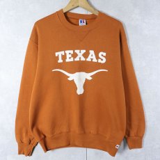 画像1: 90's RUSSELL ATHLETIC USA製 "TEXAS" 前V プリントスウェット L (1)
