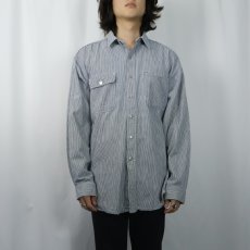 画像2: 90's Prentiss USA製 ヒッコリーストライプ コットンシャツ (2)