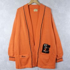 画像1: 60〜70's Sportswear ワッペン付き レタードニットカーディガン (1)