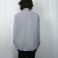 画像3: 90's FIVE BROTHER ヒッコリーストライプ ハーフジップ コットンワークシャツ XL (3)