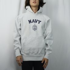 画像2: 90's REVERSE WEAVE TYPE "NAVY" プリントスウェットフーディー (2)