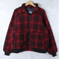 画像1: 80's Woolrich USA製 オンブレーチェック柄 キルティングライナー ウールジャケット (1)