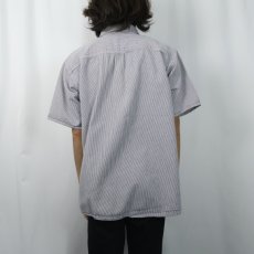 画像3: PRSN BLU USA製 ヒッコリーストライプ ハーフジップ コットンワークシャツ L (3)