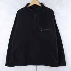 画像1: 90's Eddie Bauer EBTEK USA製 ロゴ刺繍 フリースプルオーバージャケット BLACK XL (1)