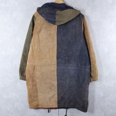 画像2: 90's PELLE STUDIO クレイジーパターン ヌバックレザーパーカー S (2)