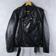 画像1: 60〜70's Brooks Leather Sportswear キルティングライナー ダブルライダースジャケット BLACK SIZE44 (1)