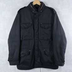 画像1: 90's〜 POLO Ralph Lauren "M-65 TYPE" キルティングライナー ポリエステルジップジャケット BLACK L (1)