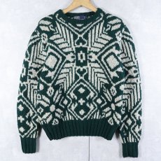 画像1: 90's POLO Ralph Lauren 総柄 ウールニットセーター M (1)