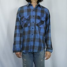 画像2: 70〜80's Wear Guard USA製 ブロックチェック柄 ヘビーネルシャツ M (2)