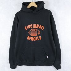 画像1: 80's RUSSELL ATHLETIC USA製 "CINCINNATI" プリントスウェットフーディー BLACK L (1)