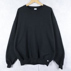 画像1: 90's RUSSELL ATHLETIC 前V 無地スウェット BLACK XXL (1)