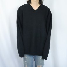 画像2: 90's GAP Vネック ウールニットセーター BLACK XXL (2)