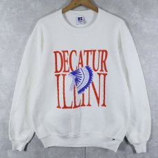 画像1: 90's RUSSELL ATHLETIC USA製 "DECATUR ILLINI" 前V プリントスウェット L (1)