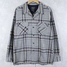 画像1: PENDLETON チェック柄 ウールオープンカラーシャツ L (1)