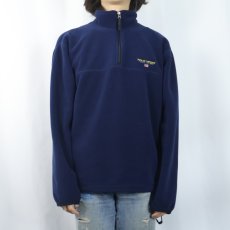 画像2: 90's POLO SPORT Ralph Lauren "POLARTEC" ロゴ刺繍 ハーフジップ フリースジャケット NAVY L (2)