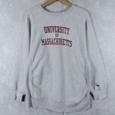 画像1: 80's Champion REVERSE WEAVE トリコタグ USA製 "UNIVERSITY OF MASSACHUSETTS" 染み込みプリントスウェット XL (1)