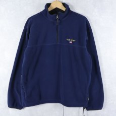 画像1: 90's POLO SPORT Ralph Lauren "POLARTEC" ロゴ刺繍 ハーフジップ フリースジャケット NAVY L (1)