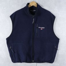 画像1: 90's POLO SPORT Ralph Lauren ロゴ刺繍 フリースベスト NAVY XL (1)
