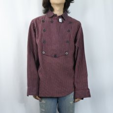 画像2: 80's WAHOO MAKER USA製 ストライプ柄 プルオーバーシャツ M (2)