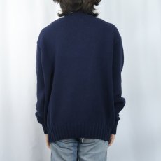 画像3: POLO Ralph Lauren ロゴ刺繍 コットンニットセーター NAVY L (3)